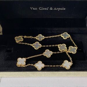 Van Cleef & Arpels Gold and White Mother-of-Pearl Alhambra Long Necklace